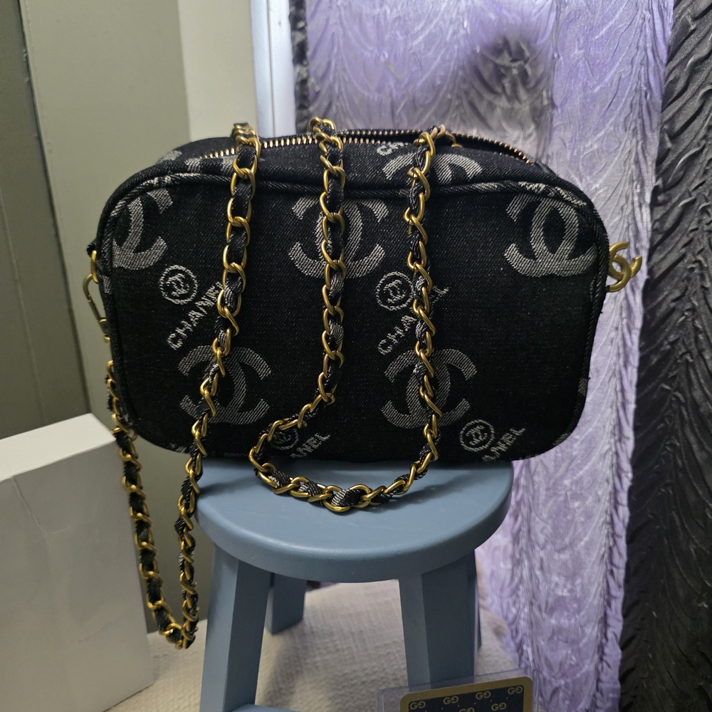 CHANEL GWP Black Denim Chain Crossbody